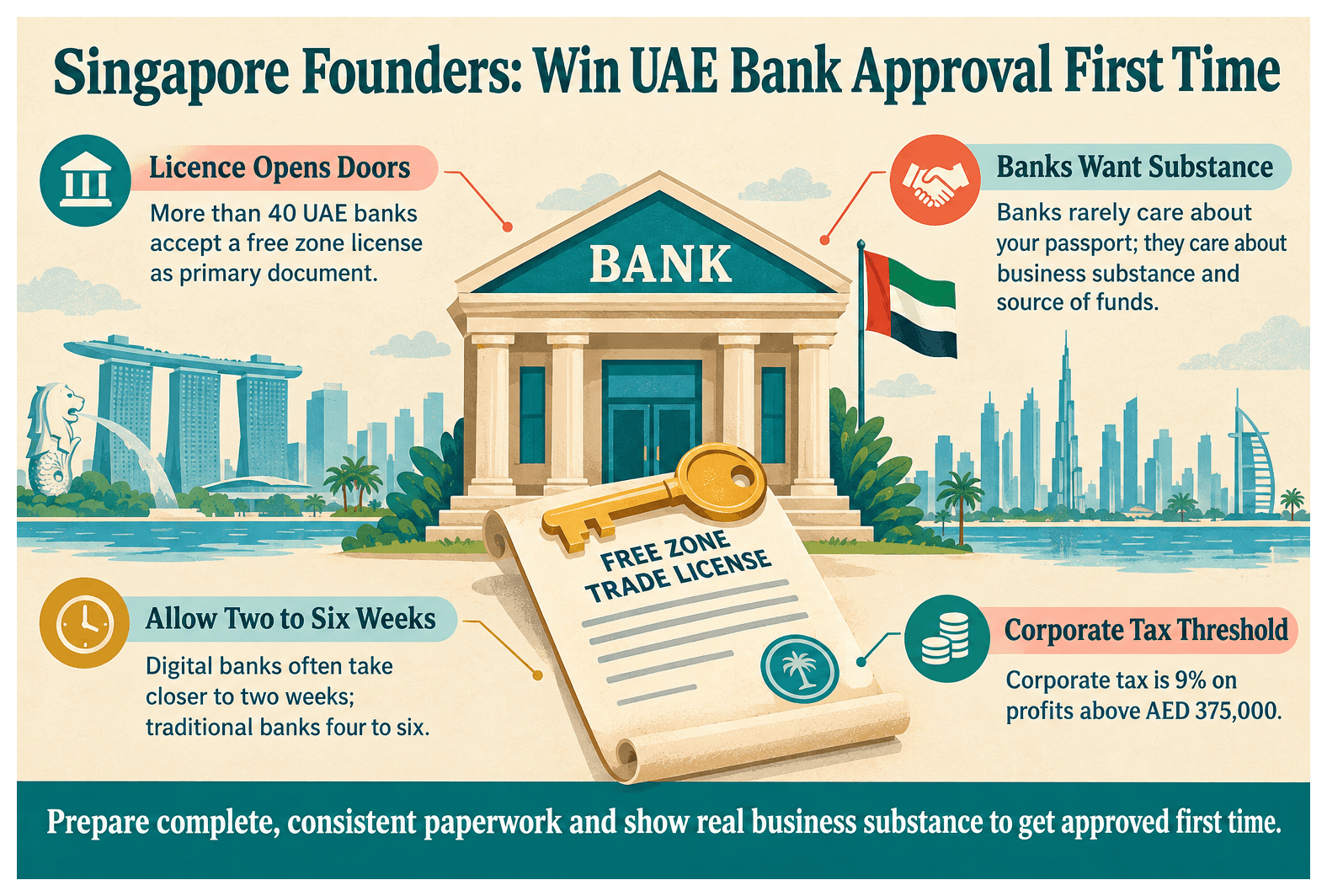 Infographic: Opening a UAE Corporate Bank Account as a Singaporean Entrepreneur