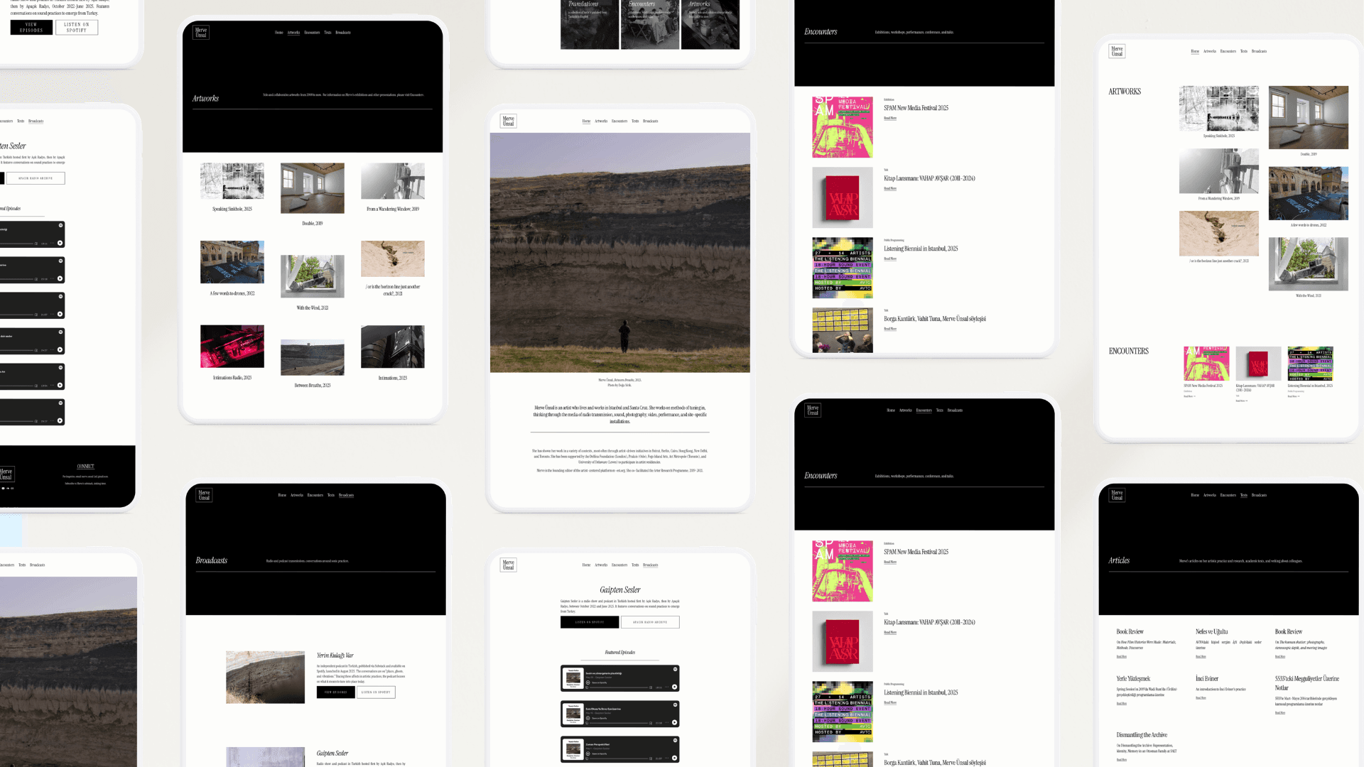 A collection of webpage screenshots