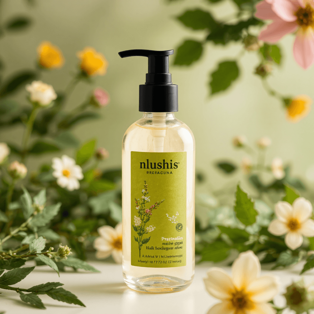 product photography of a bottle of hair and skin care product