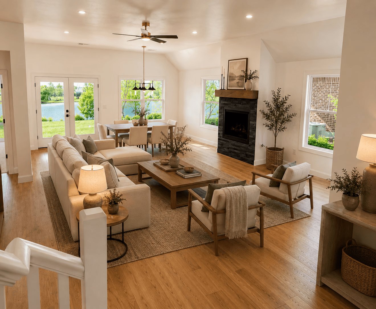 Where natural light meets a peaceful lake view