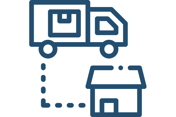 icon of a delivery truck navigating to a house