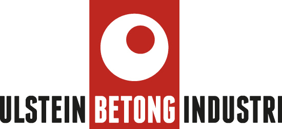 Logo of Ulstein Betong Industries featuring a circular red and white design with the company name below.