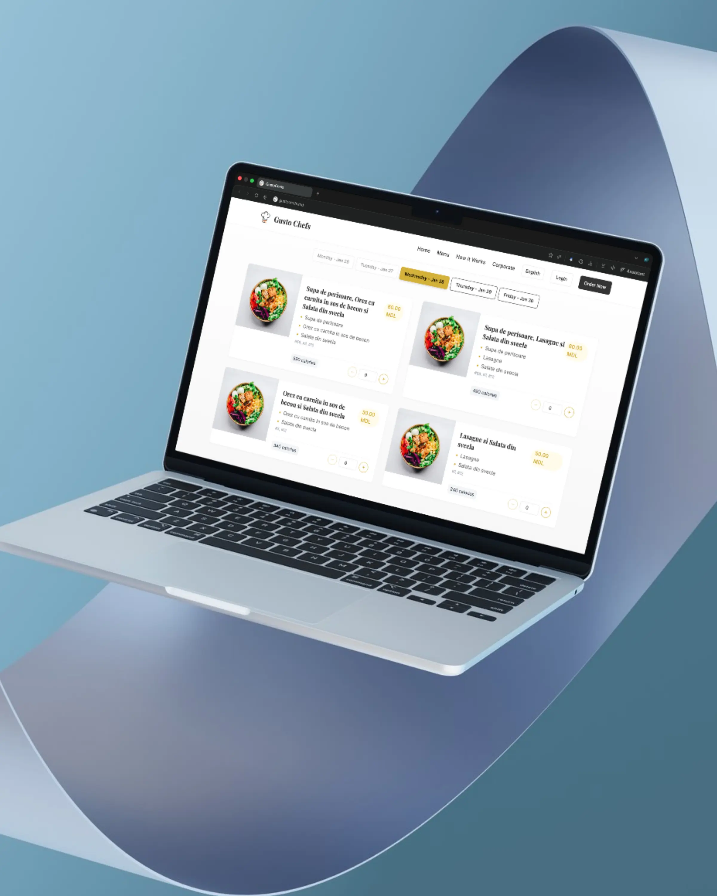 Website pentru comanda de mancare Gustochefs