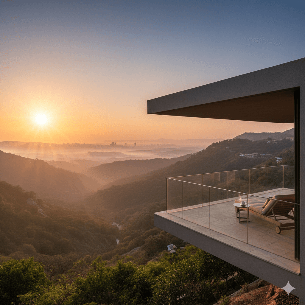 M3M Palm, Sector 79, Gurugram: Aravalli sunrise balcony view