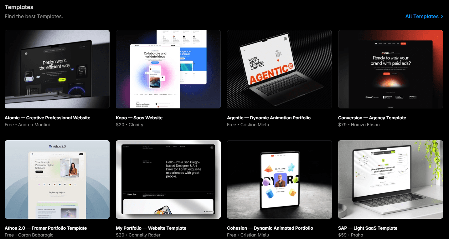 framer marketplace template