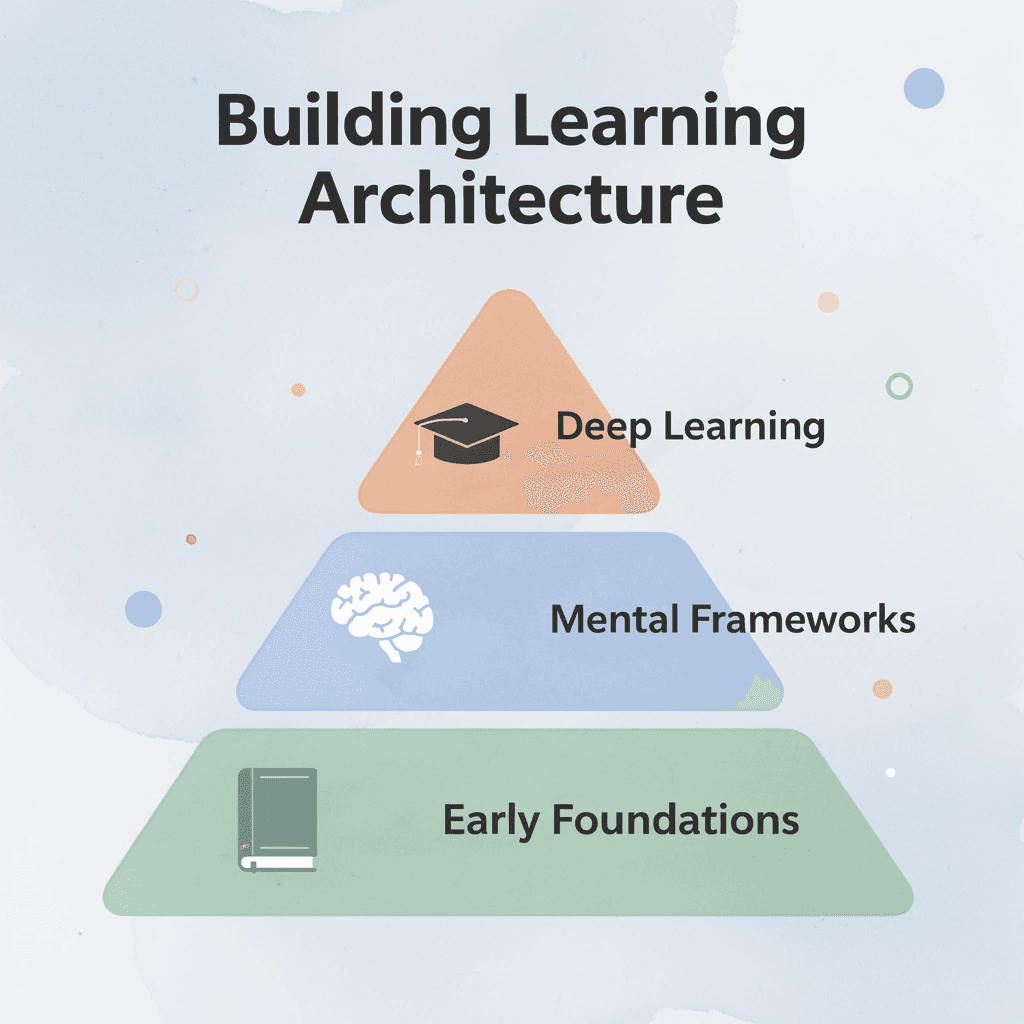 Pyramid infographic showing three tiers of early learning architecture