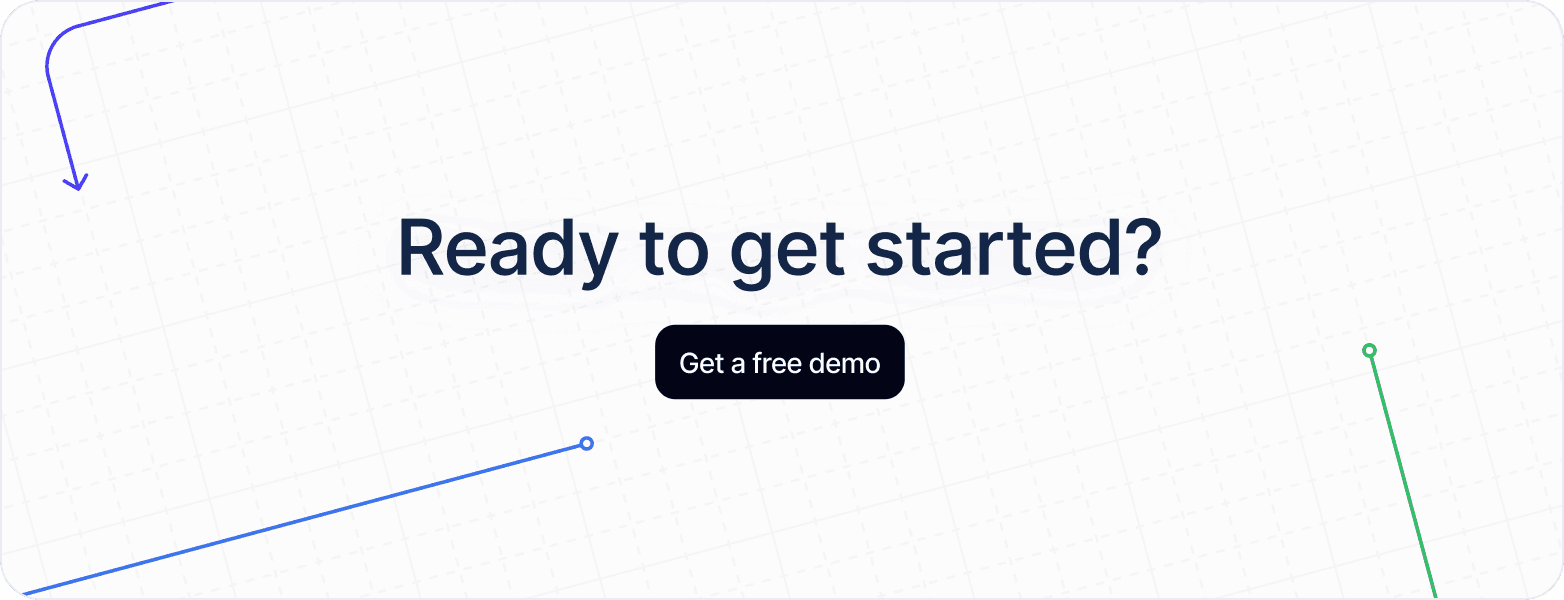 Get a free demo call to action with decorative line graphics
