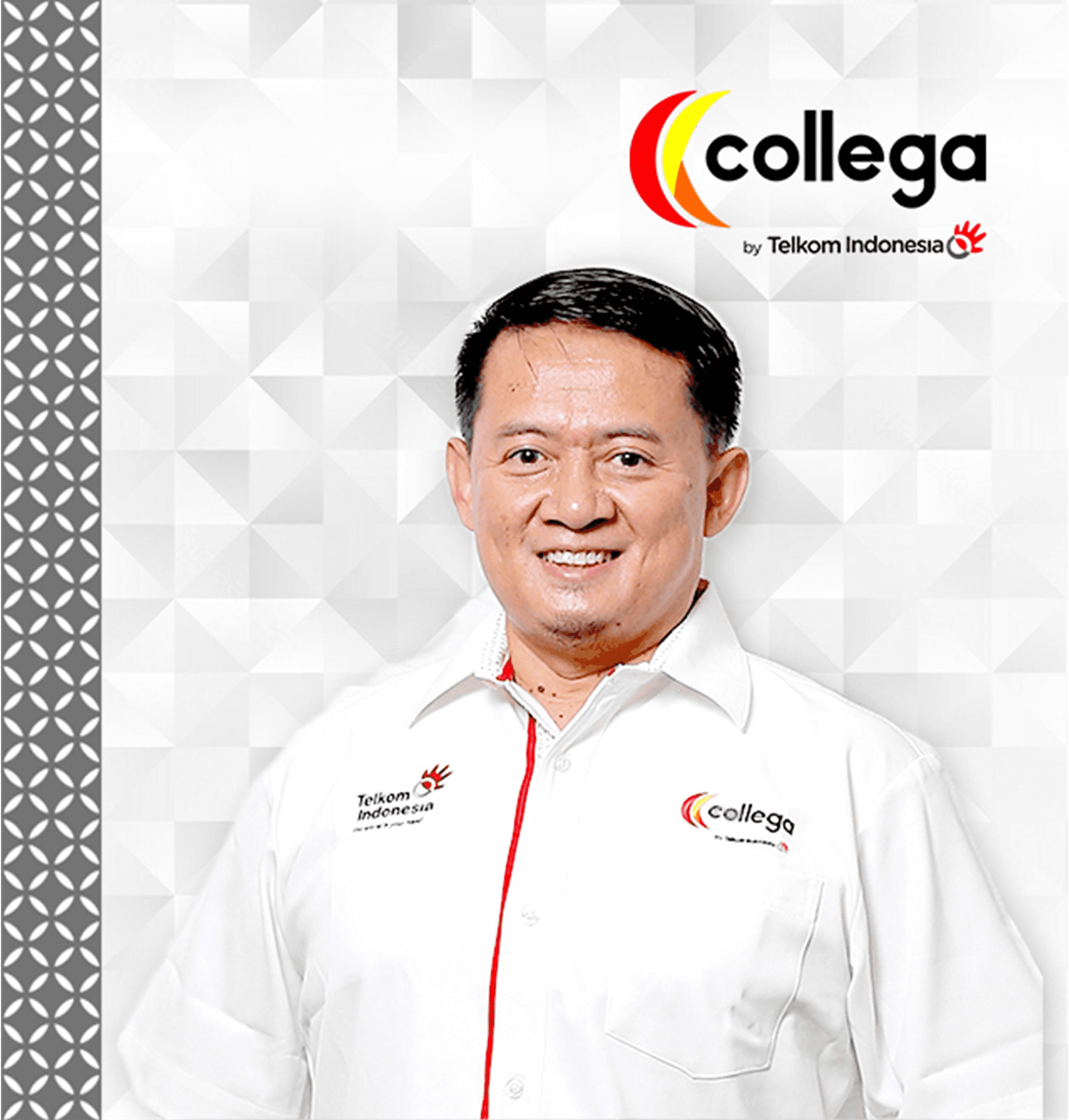 Foto portrait SVP Data Center Operation collega Sugiarto menggunakan kemeja collega putih