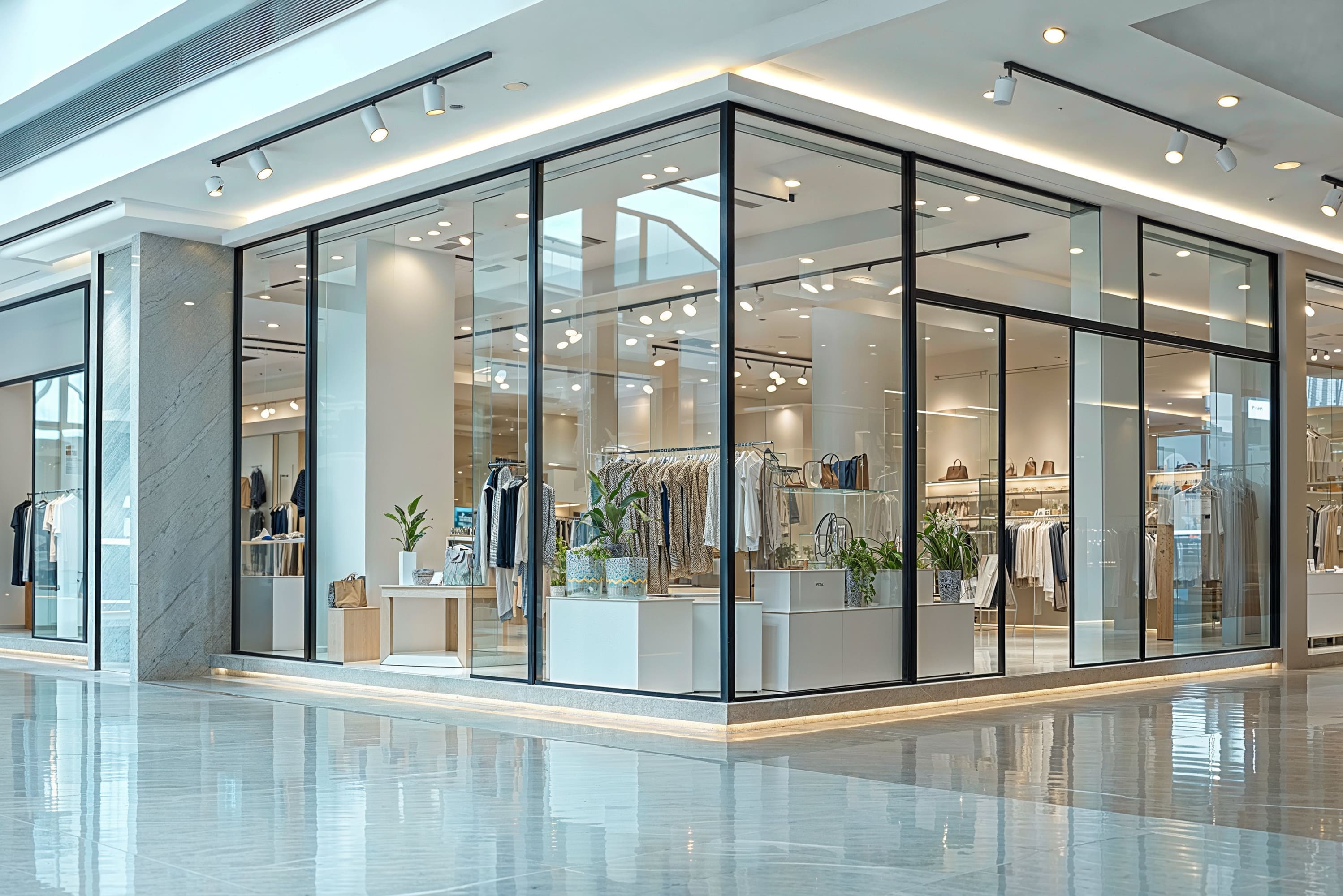 MW Interior Einzelhandelseinrichtung – hochwertige Glasvitrinen und Präsentationselemente für exklusive Retail-Einrichtung