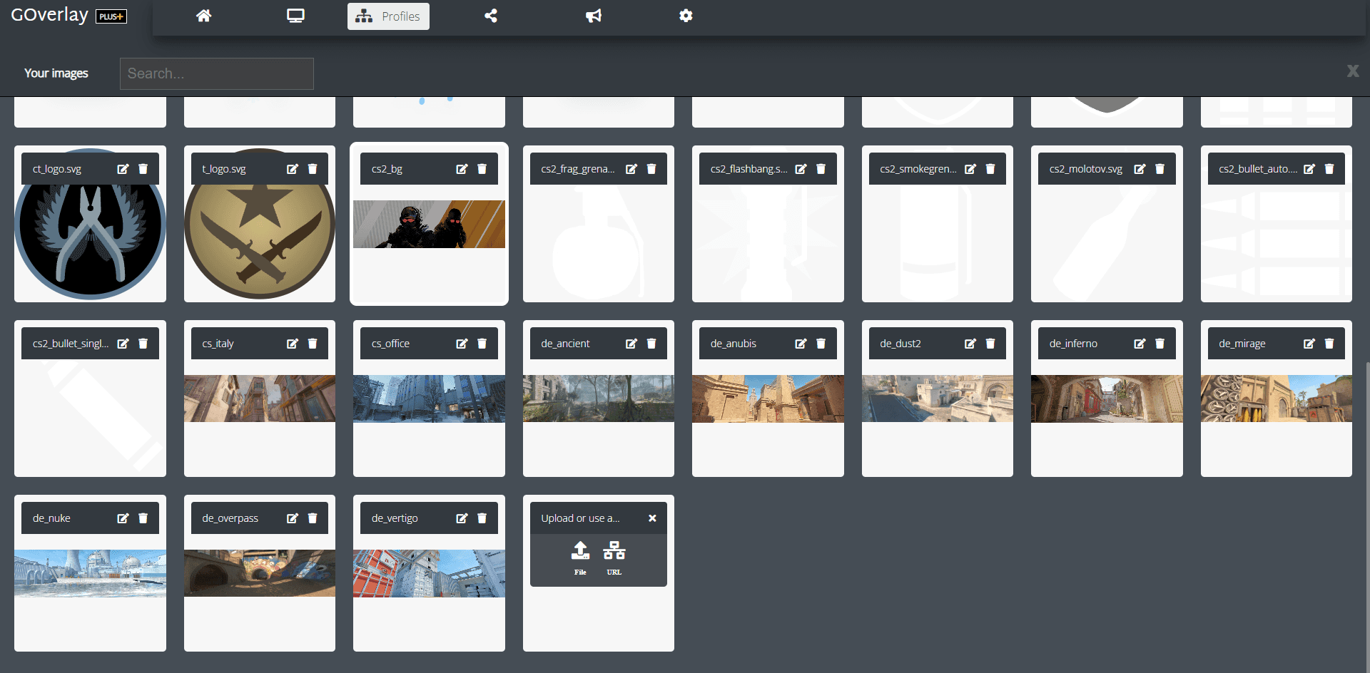 Background and design options in the GOverlay Plus software.
