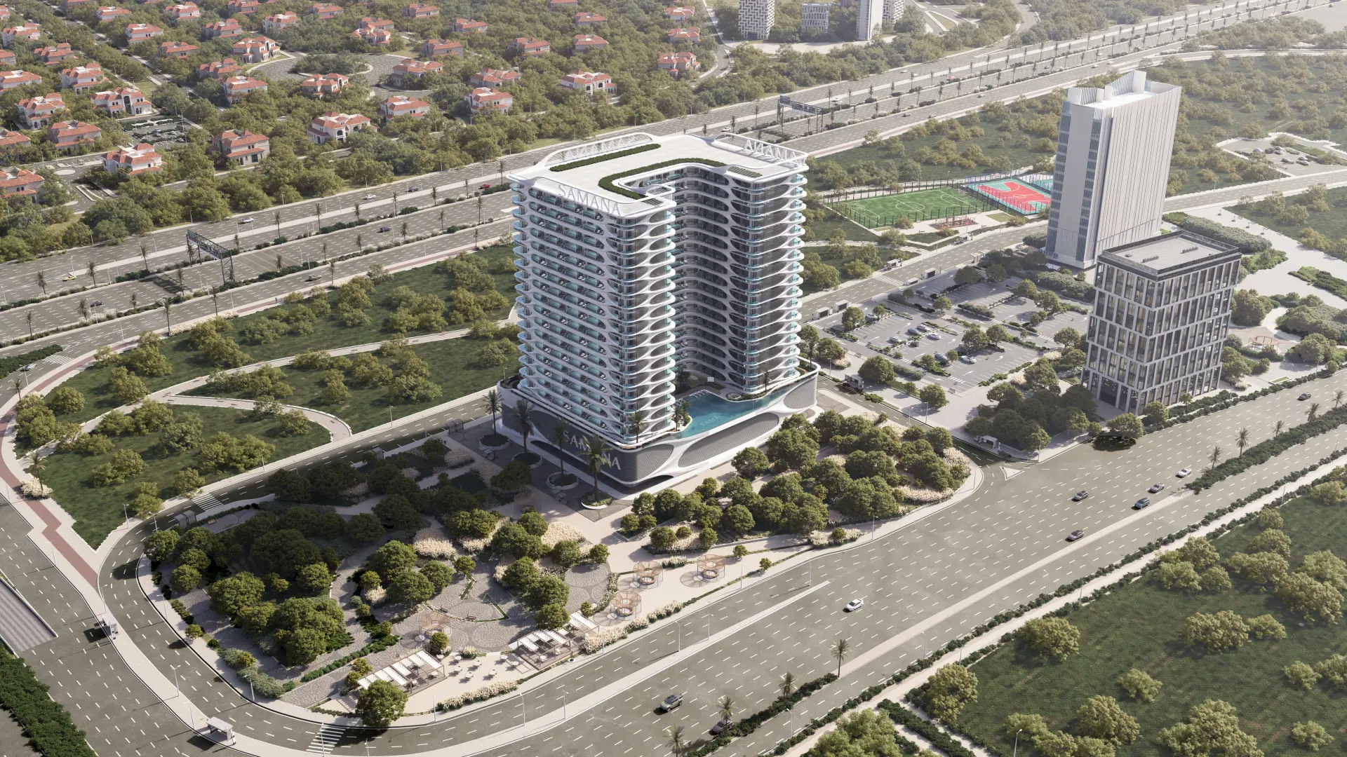 DLRC's strategic position between major highways, proximity to leading attractions and schools, and abundance of open green spaces support continued demand and long-term value for developments like Samana Boulevard Heights.