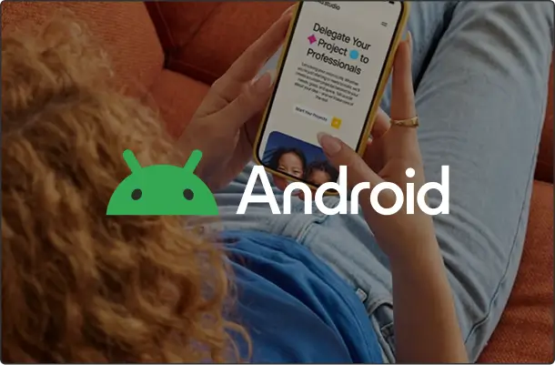 Person holding Android mobile phone