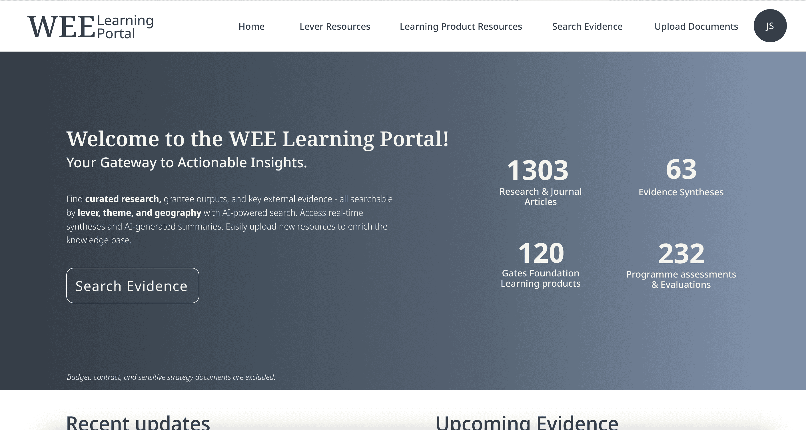 Screengrab of WEE Learning Portal