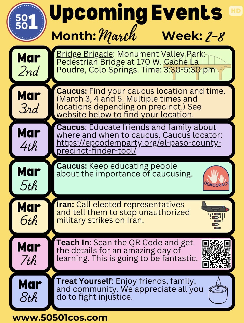 Credit: Trish Kantor. A protester with a backpack and American flag stands in front of a crowd.