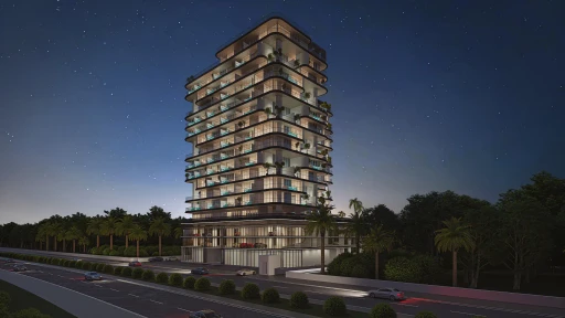 Barari Palace night render side view