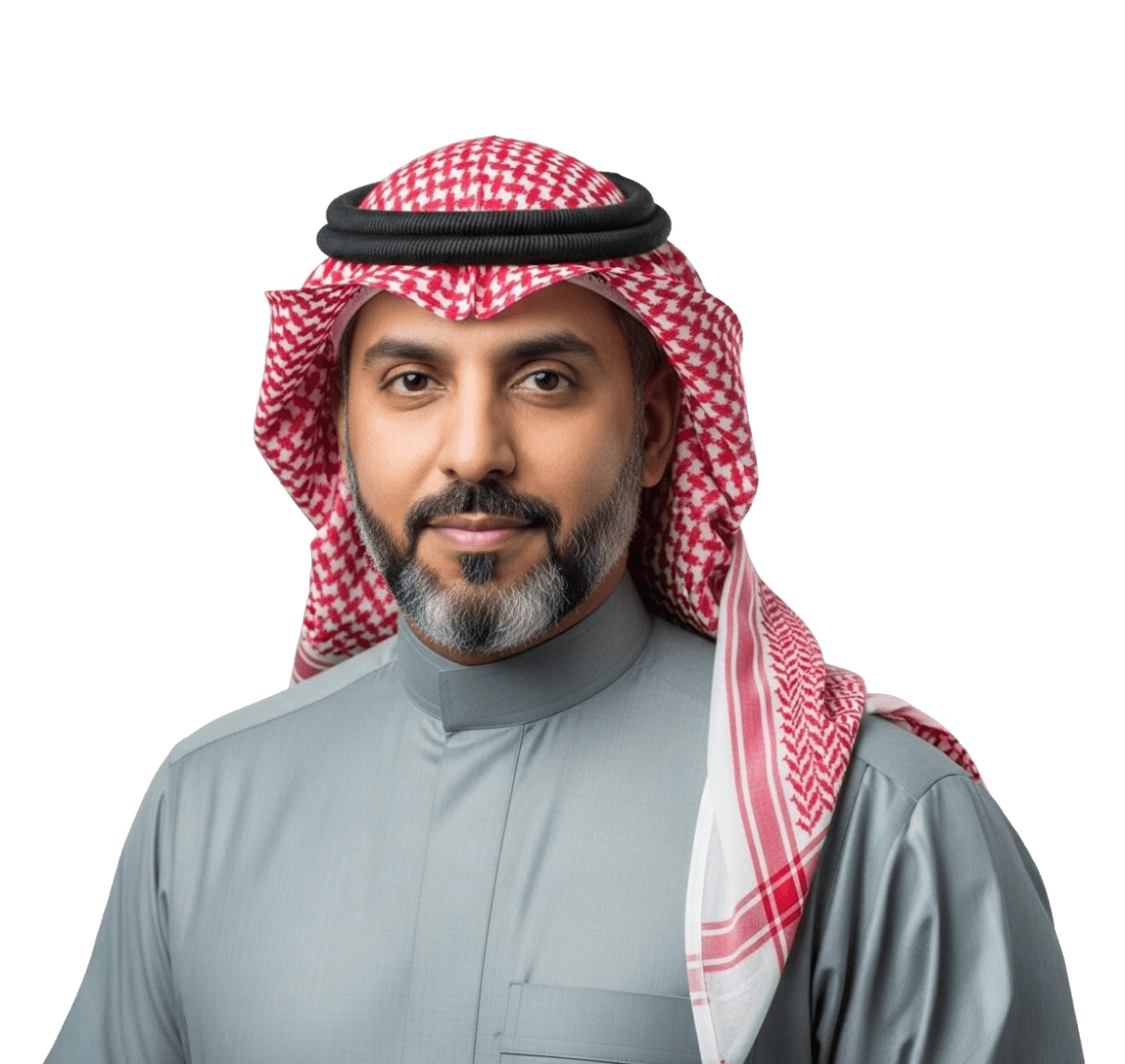 a man with a goatee smiles at the camera