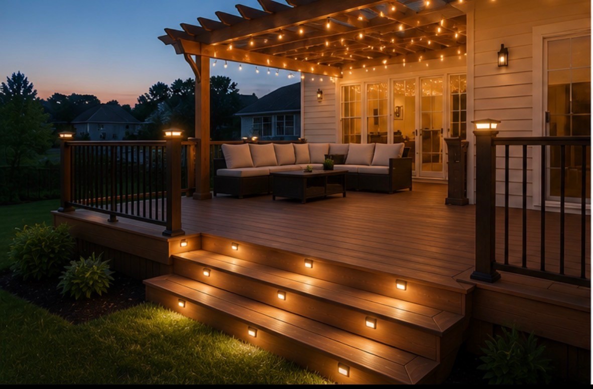 Finished deck with outdoor dining area