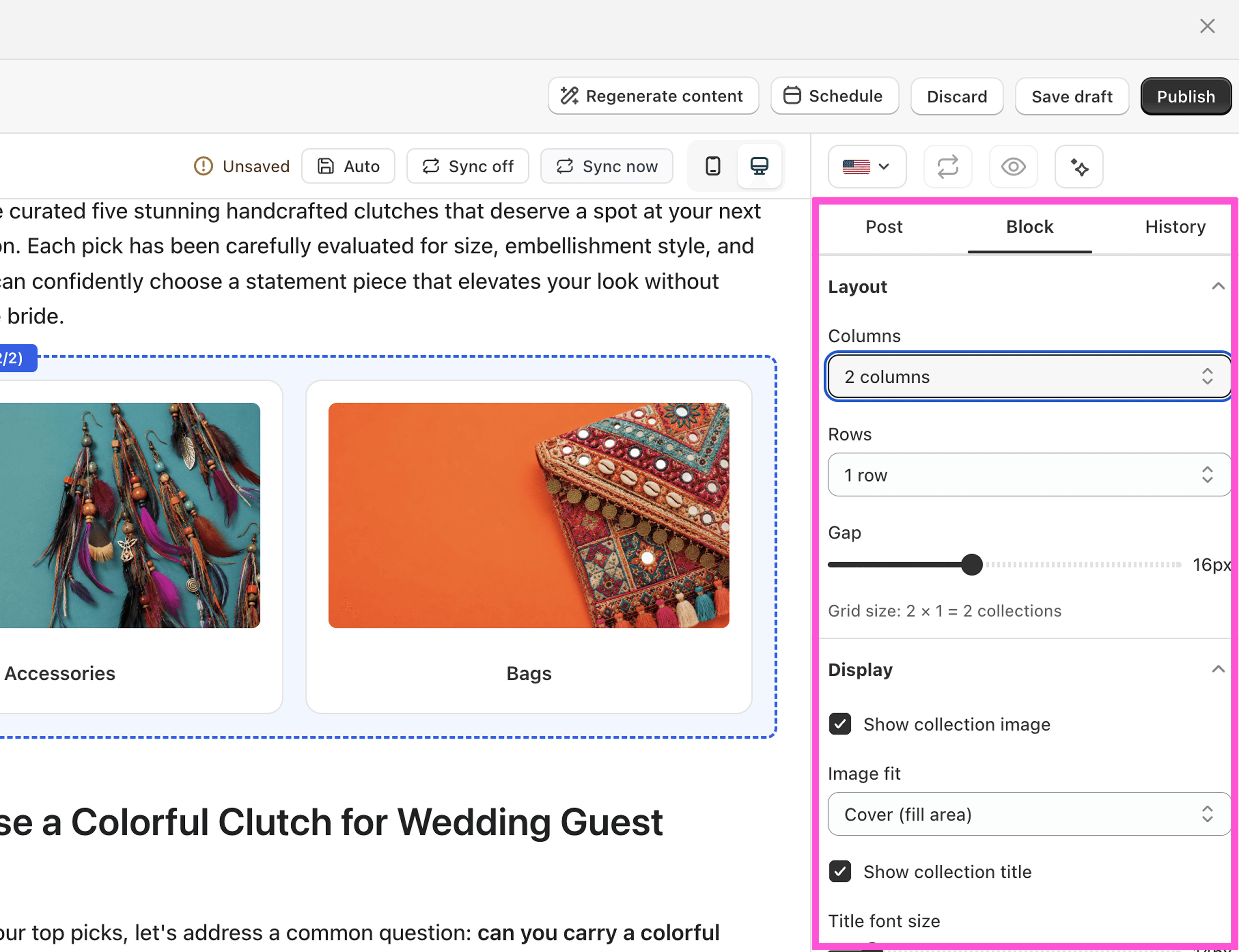 How to add a product collection to a blog post in Shopify?
