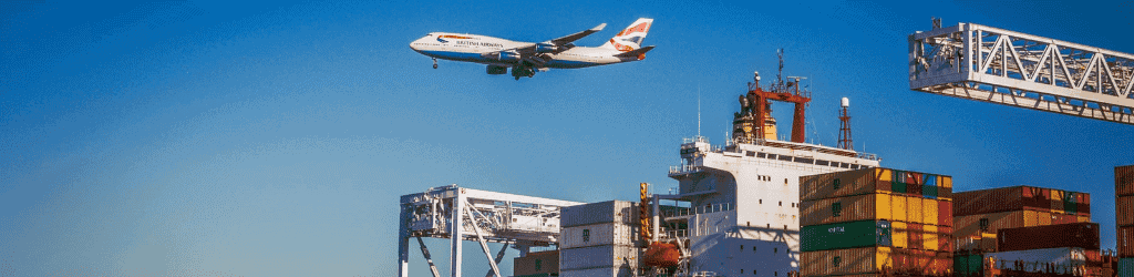 Aereo e nave cargo per certificato d'origine spedizioni