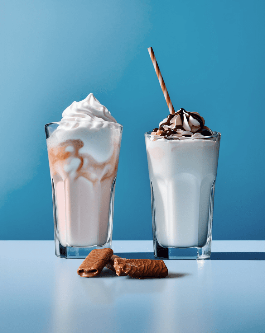 Photo issu d'un shooting montrant deux milkshakes avec des biscuits Gavottes