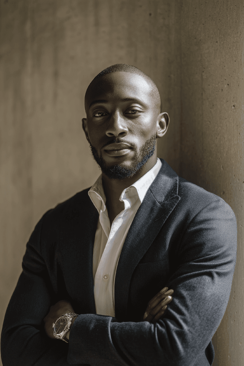 man wearing black suit