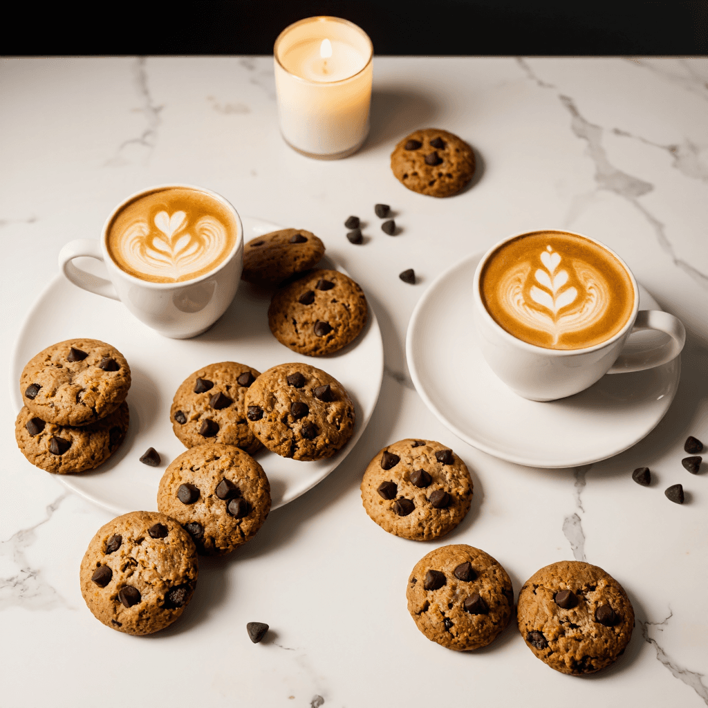 product photography of coffee and cookies