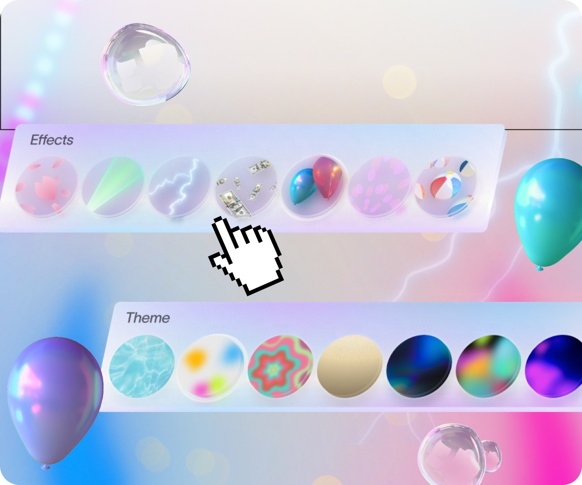 Customizable themes and effects for party invites