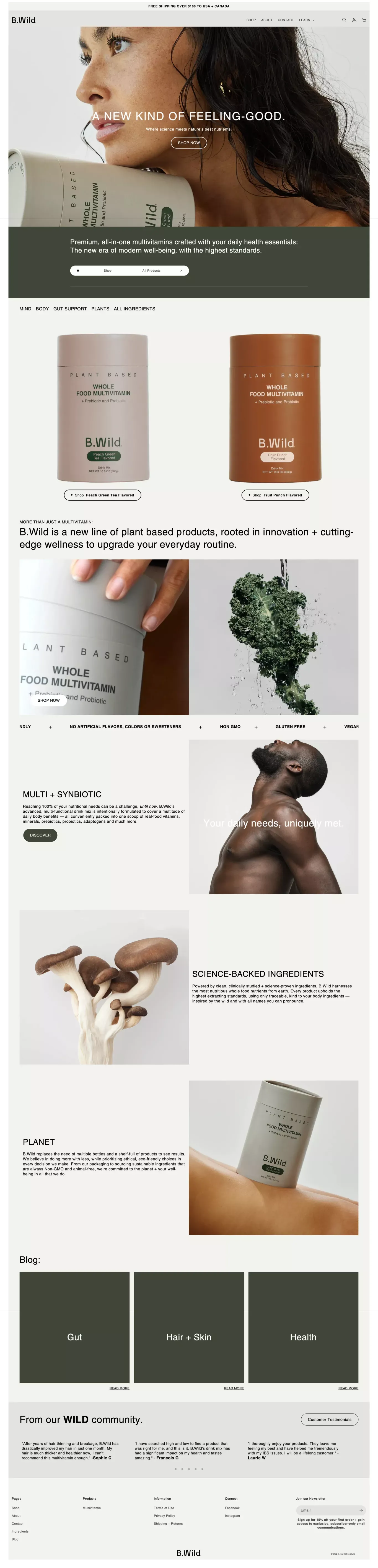 bwildlifestyle ecommerce page screenshot showcasing Ecommerce and Food & Drinks design