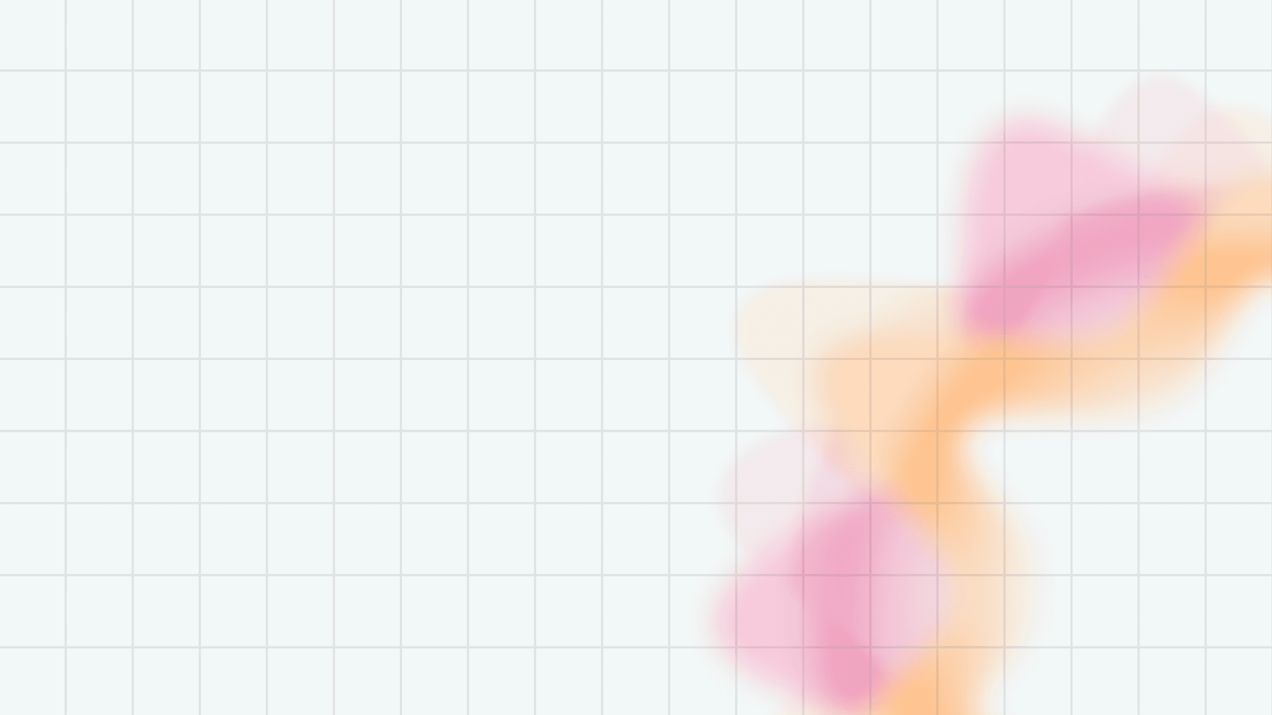 A background illustration, showing a light grey grid on a white background, with a circular orange and pink flower-like waveform in the bottom-right corner