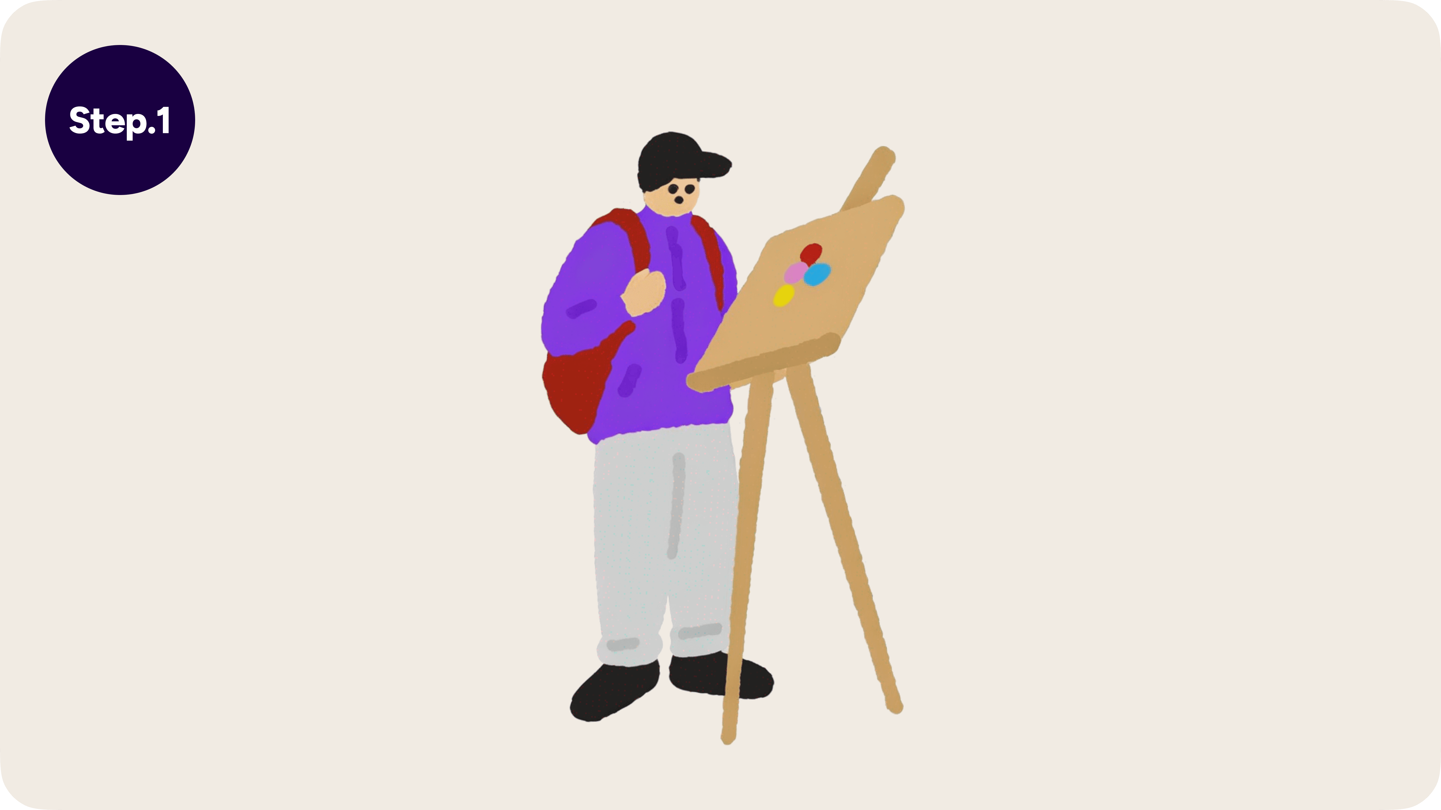 AI image using Blunge: A minimalist illustration showing an artist at an easel, representing the initial phase of AI-powered brand design. The clean, modern aesthetic with hand-drawn elements reflects Blunge's visual identity.