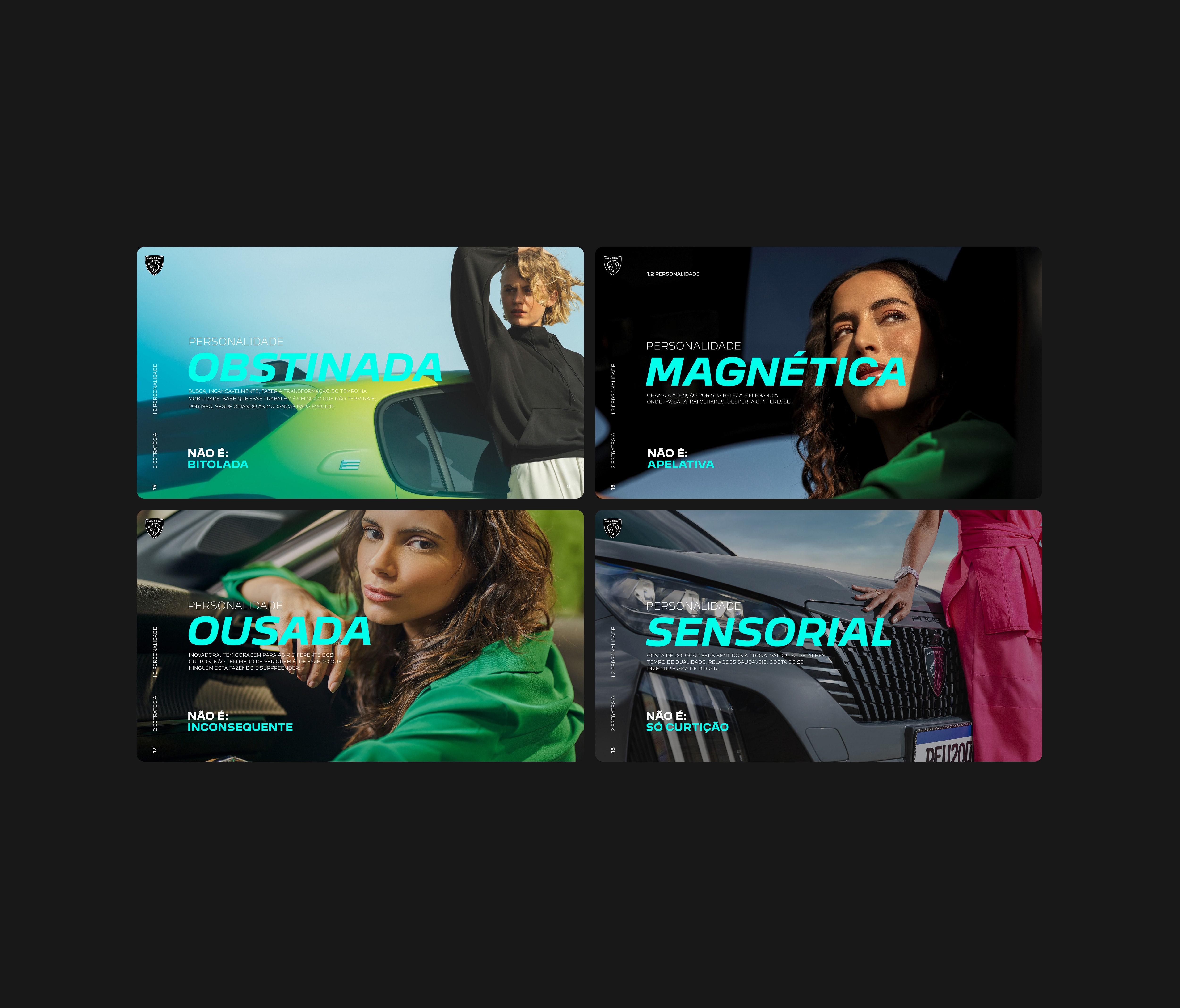 Sandro Rosa - Peugeot brand refresh showcasing color system, layouts and typographic updates for a younger audience.