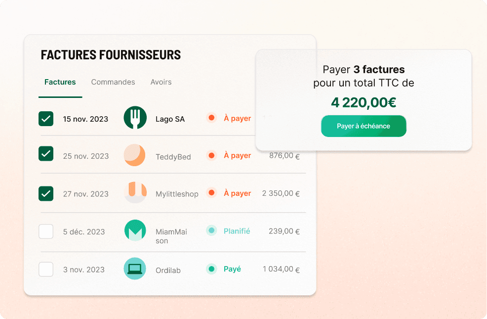 Tableau de bord Libeo avec factures fournisseurs