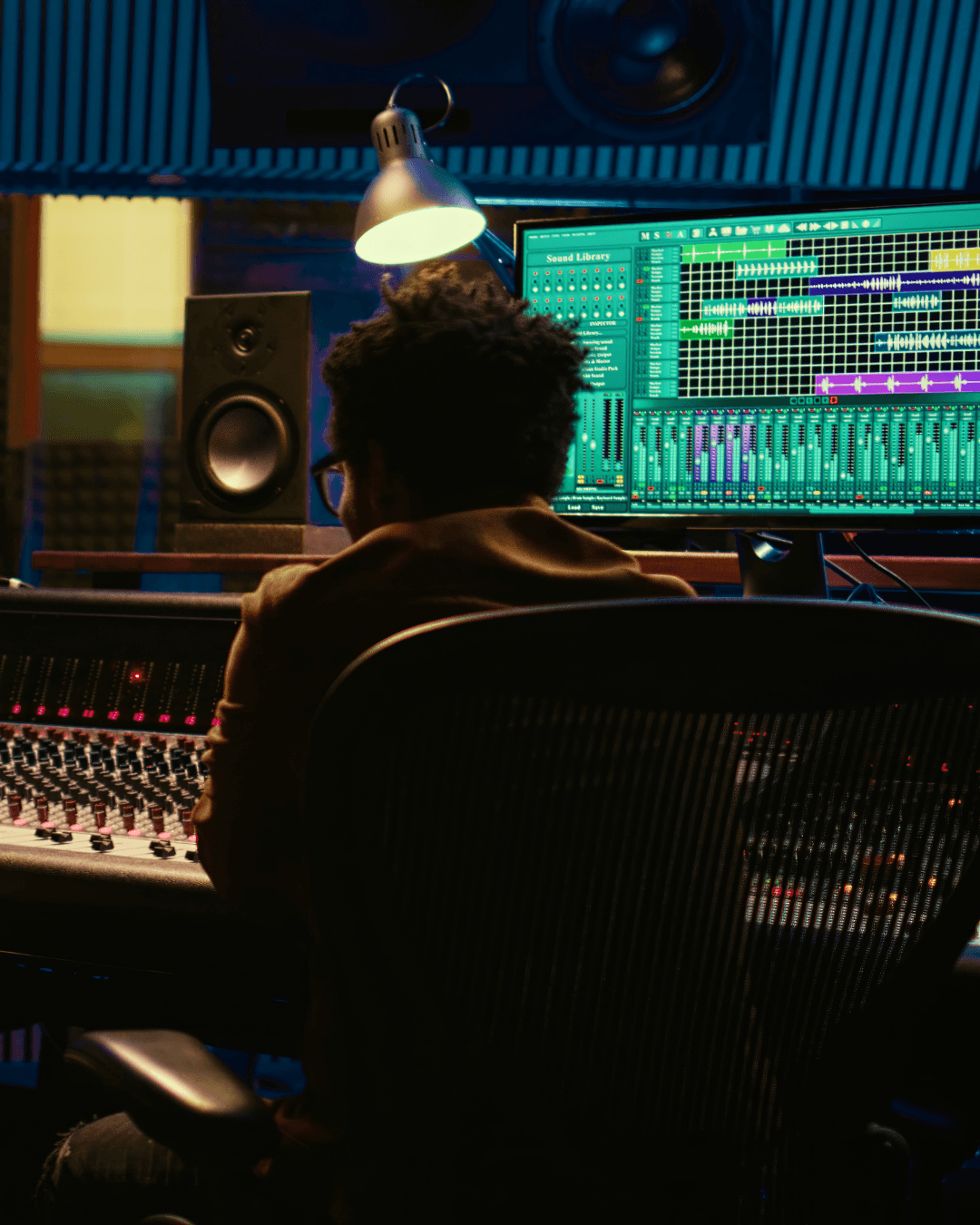 Video village monitor on a beach film set displaying the scene being shot, used by directors, cinematographers, and crew to review footage.