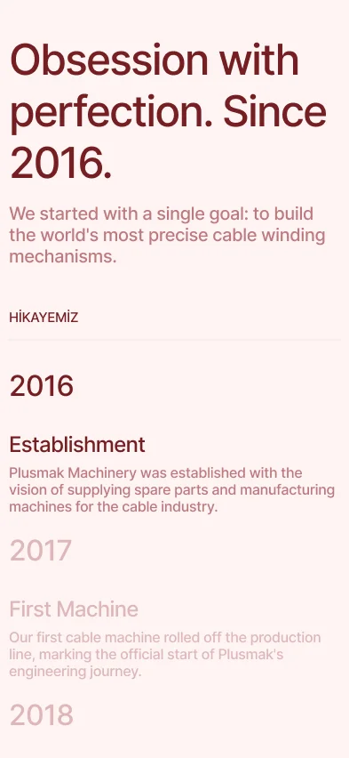 Mobile website mockup history