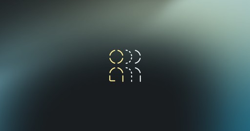 An illustration of a user avatar in a circle with a cog next to them, on a navy blue background.