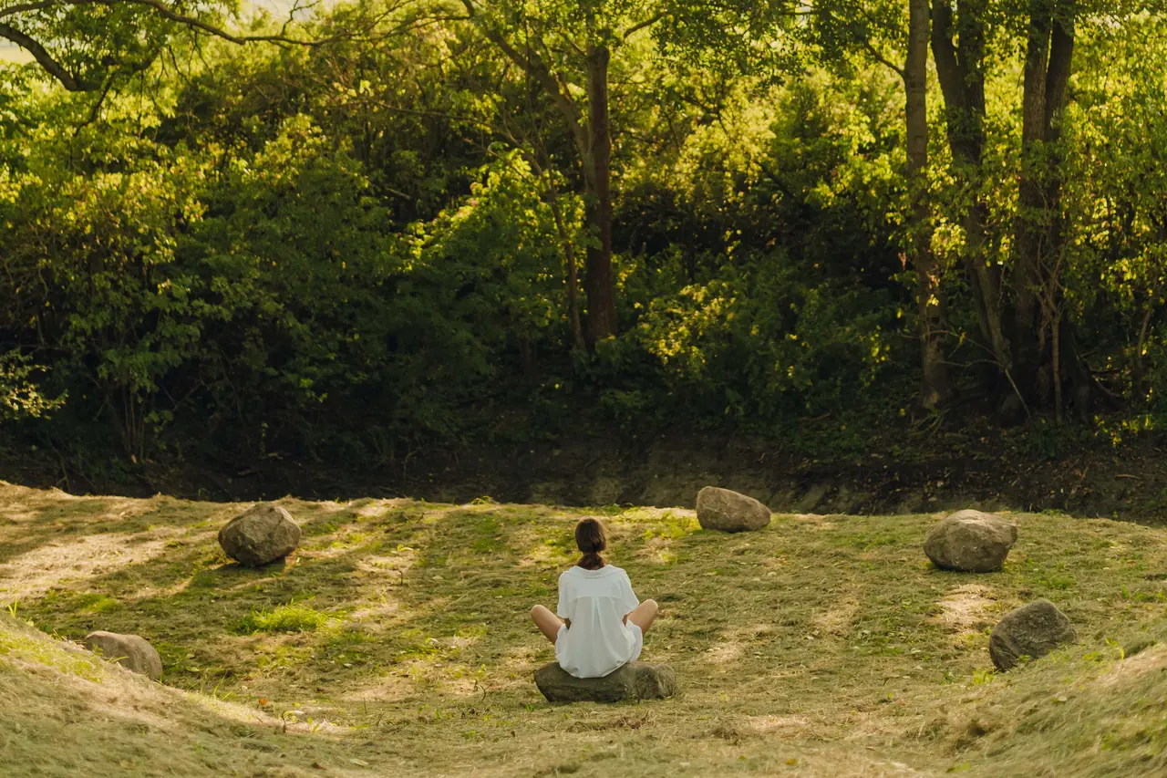woman in woods