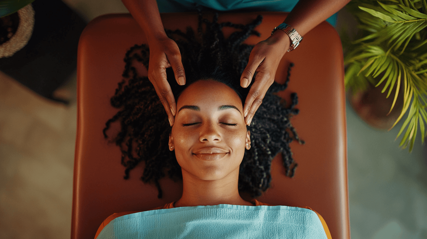 background image of a woman getting adjusted