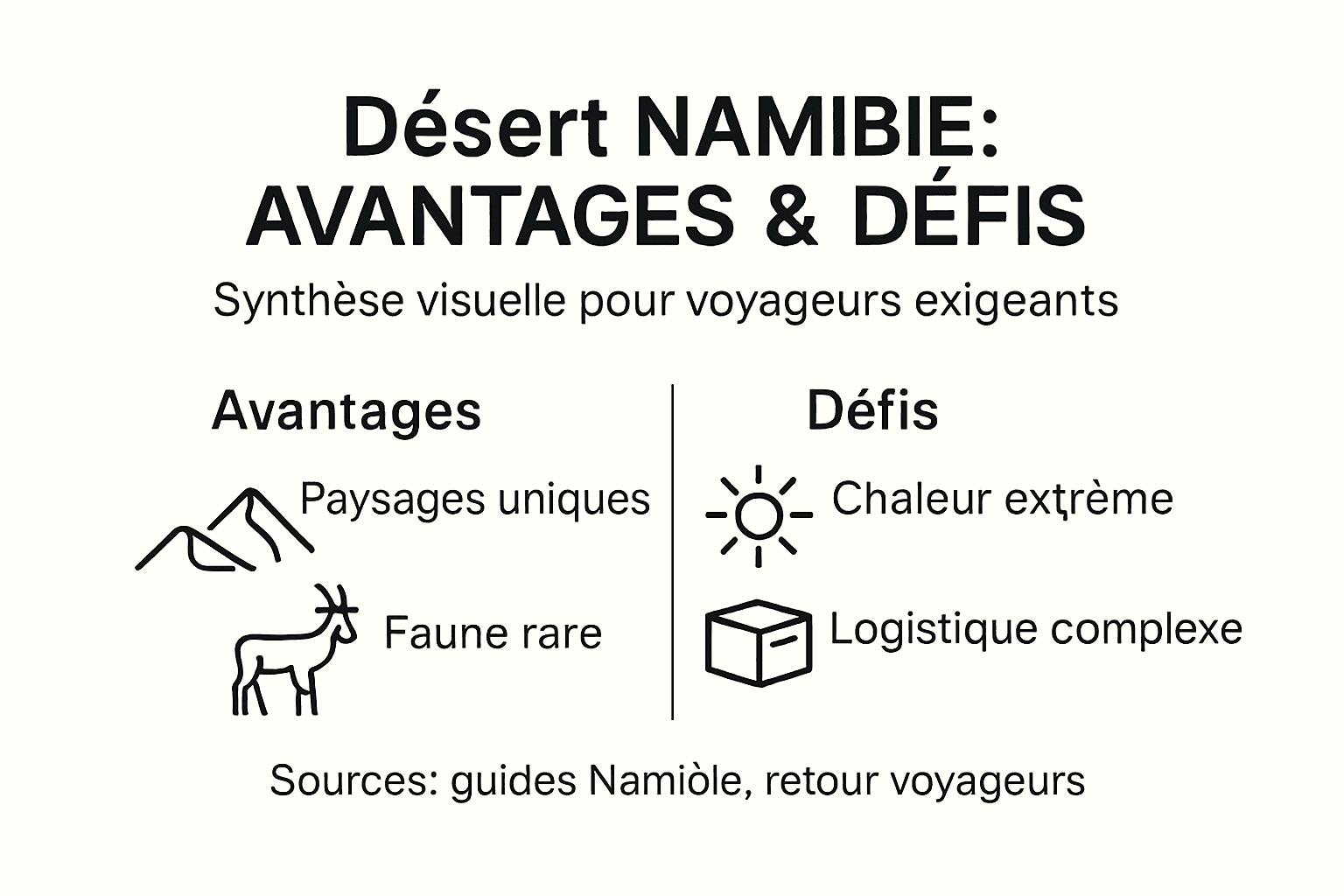 Infographie : explorer le désert de Namibie – entre atouts et défis