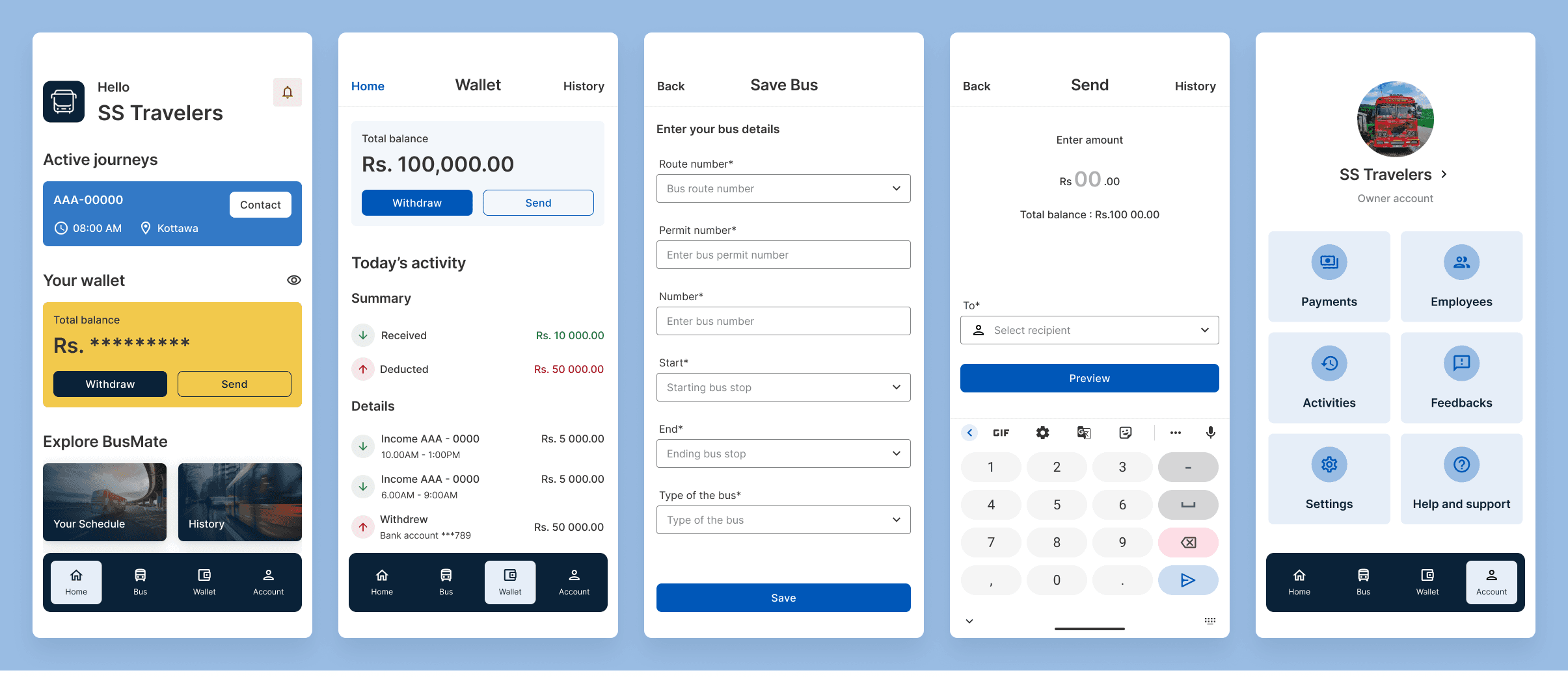 BusMate app - owner account