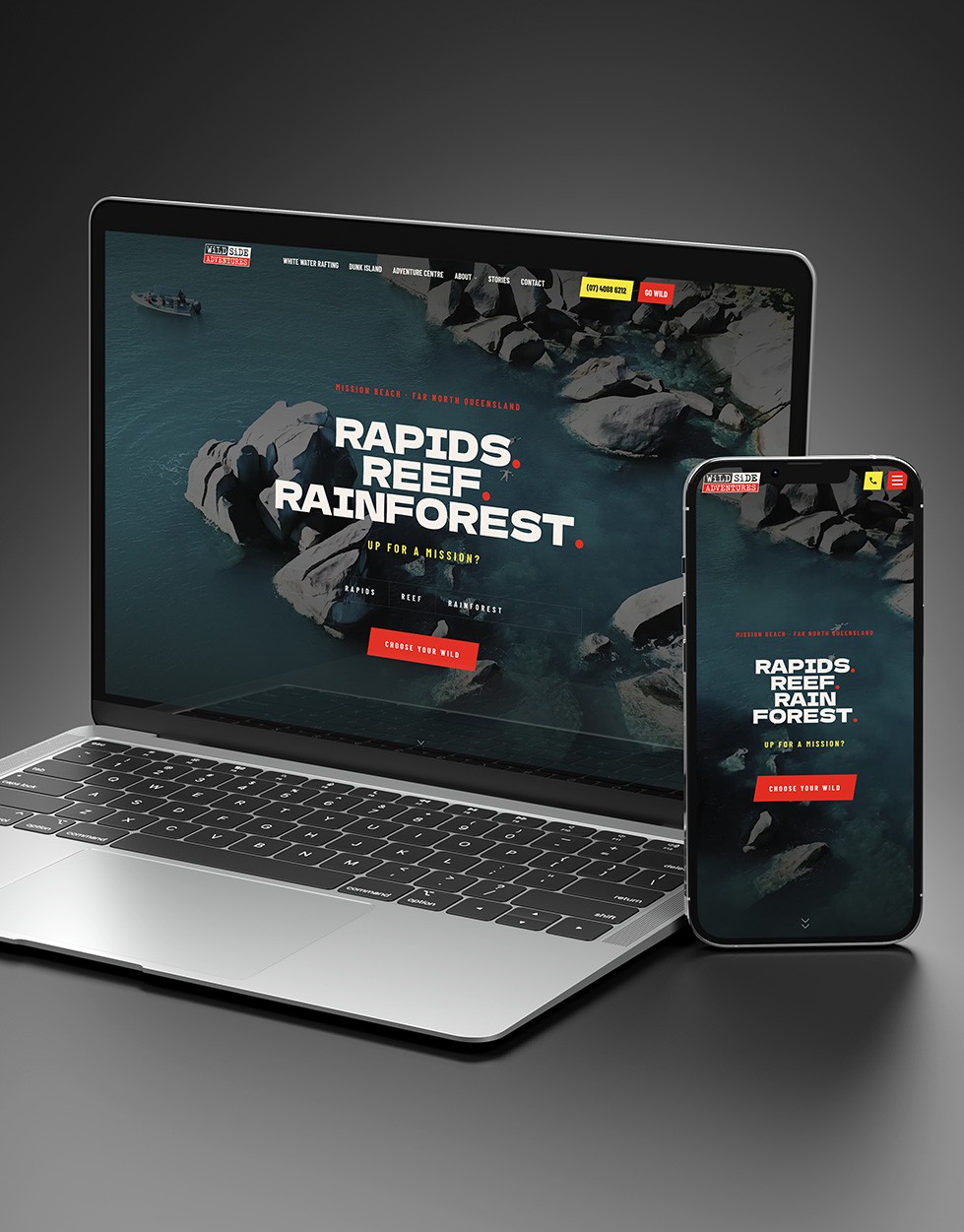 Wildside Adverntures website displayed on laptop and mobile screen