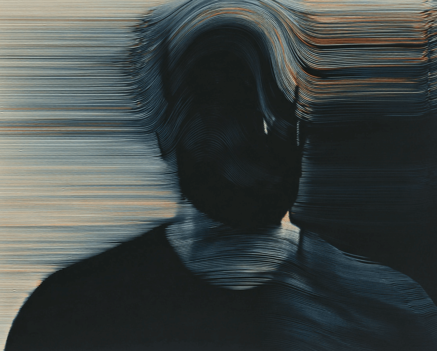 A distorted self-portrait exploring identity through signal interference, rhythm, and digital noise