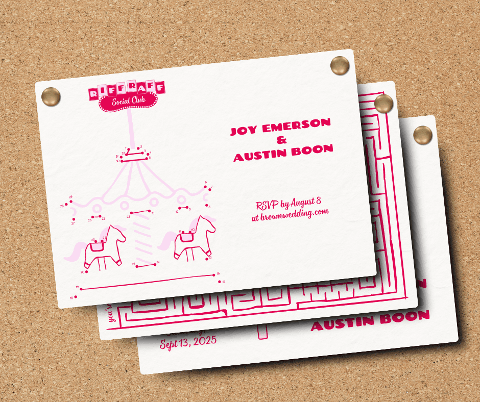 a rocky beach scene with a hazy sky. The foret destinations kissing fish logo is overlaid in the sky