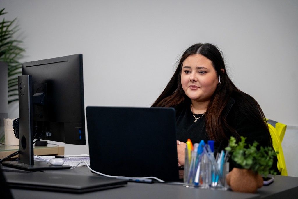 Office worker taking a video call
