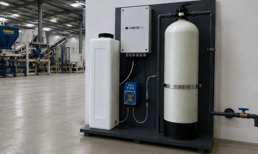 sistema industrial de refrigeração por evaporação instalado na área externa de um edifício industrial