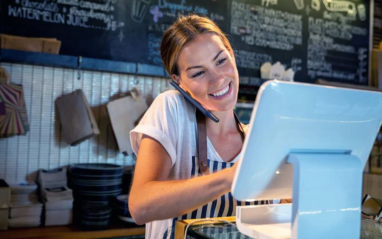 Man and woman discussing books