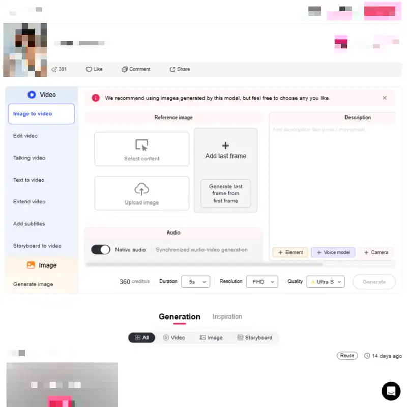 Panneau de flux de travail image-vers-vidéo d'APOB AI pour créer une vidéo IA pour les entreprises