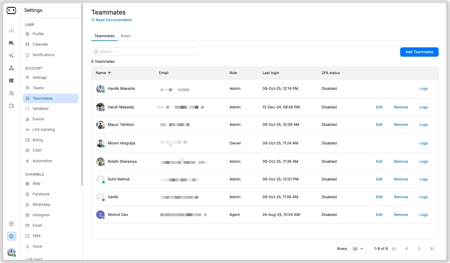 teammate collaboration in WotNot