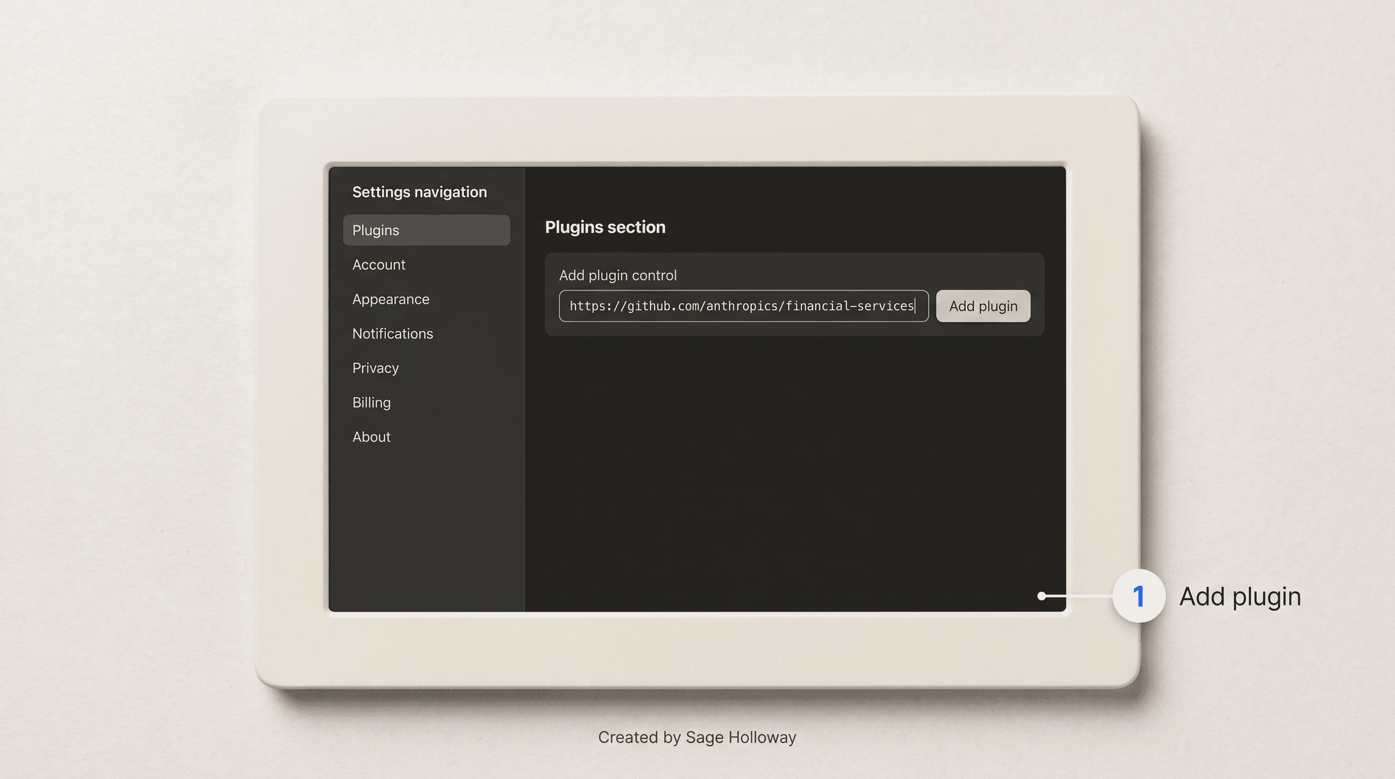 Teaching reconstruction of Claude Cowork Settings Plugins Add plugin with the financial-services GitHub URL