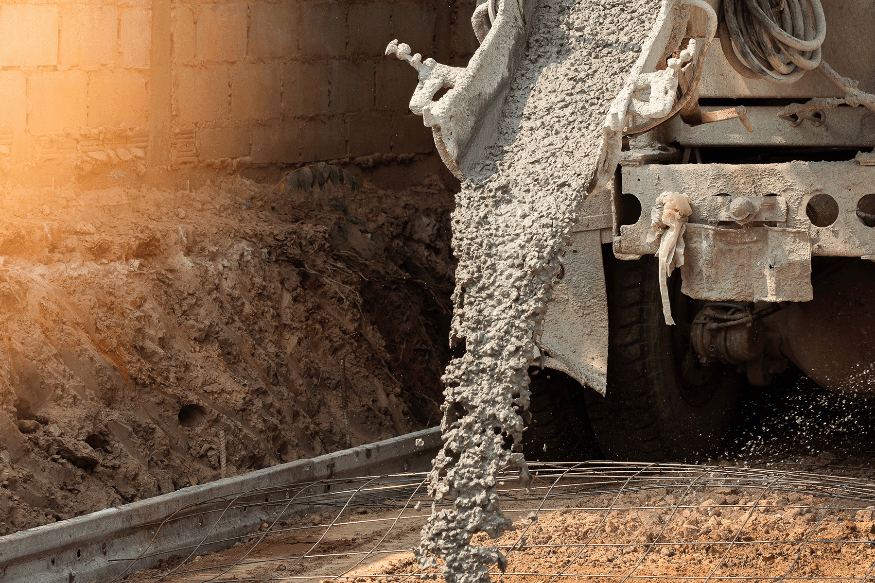 Concrete being poured for AI data center infastructure