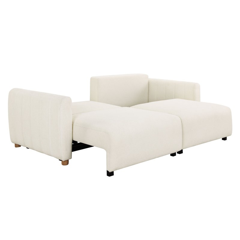 Queen size couch with a sleek tufted design, perfect for modern living rooms that require extra sleeping space.